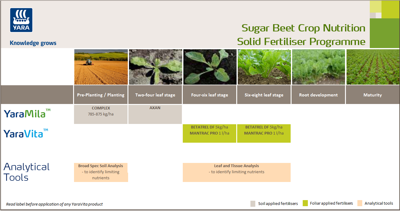 Sugar beet fertiliser programme
